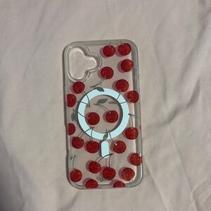 Red Cherry Pattern Phone Case with Pop Socket